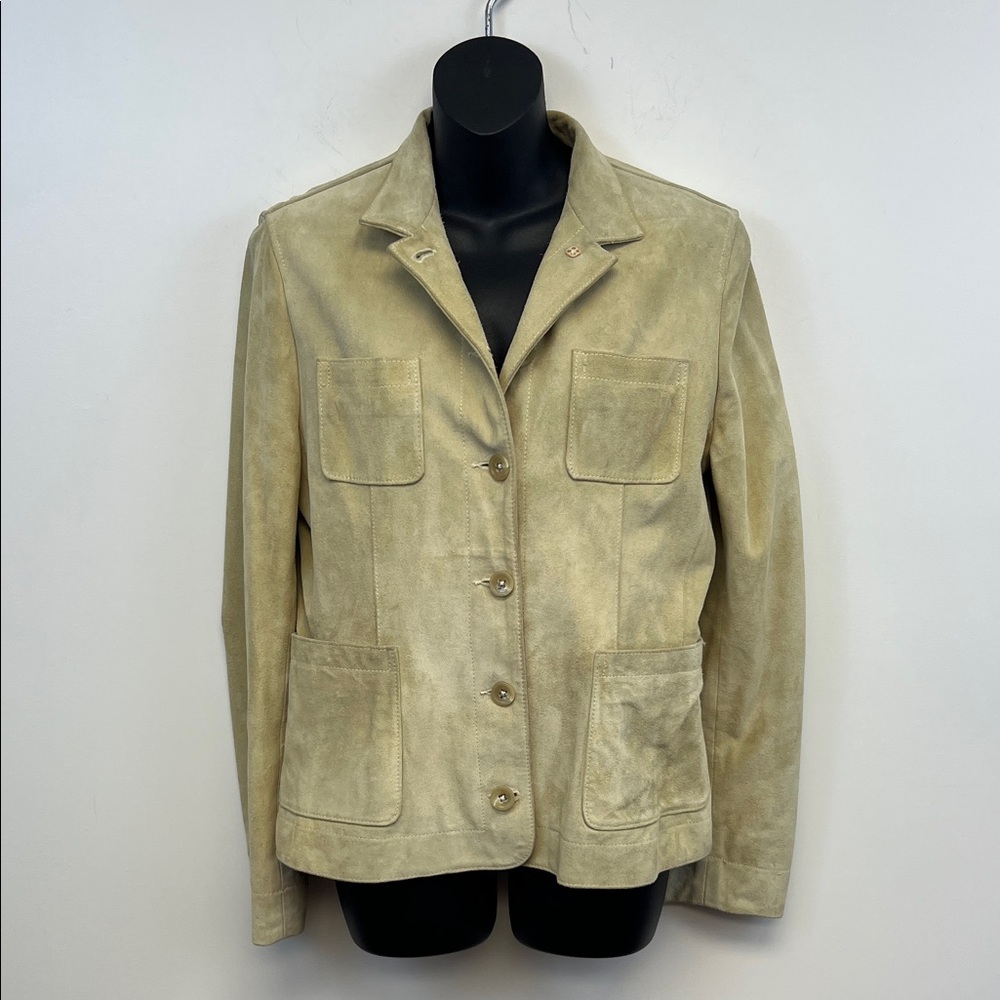 Banana Republic Women's Light Beige Suede Jacket with Button closure Size Med
